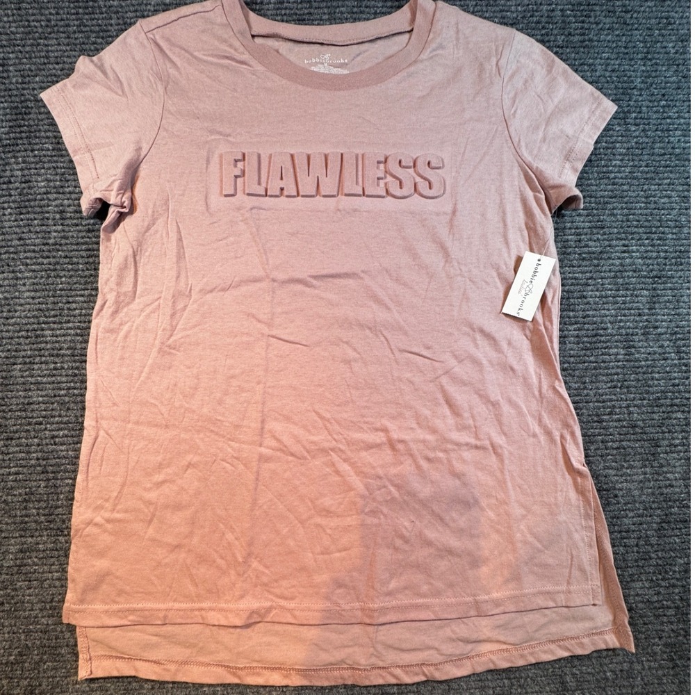 Bobbie Brooks Womens T Shirt Flawless Raised Graphic Print Short Sleeve Sz M‎